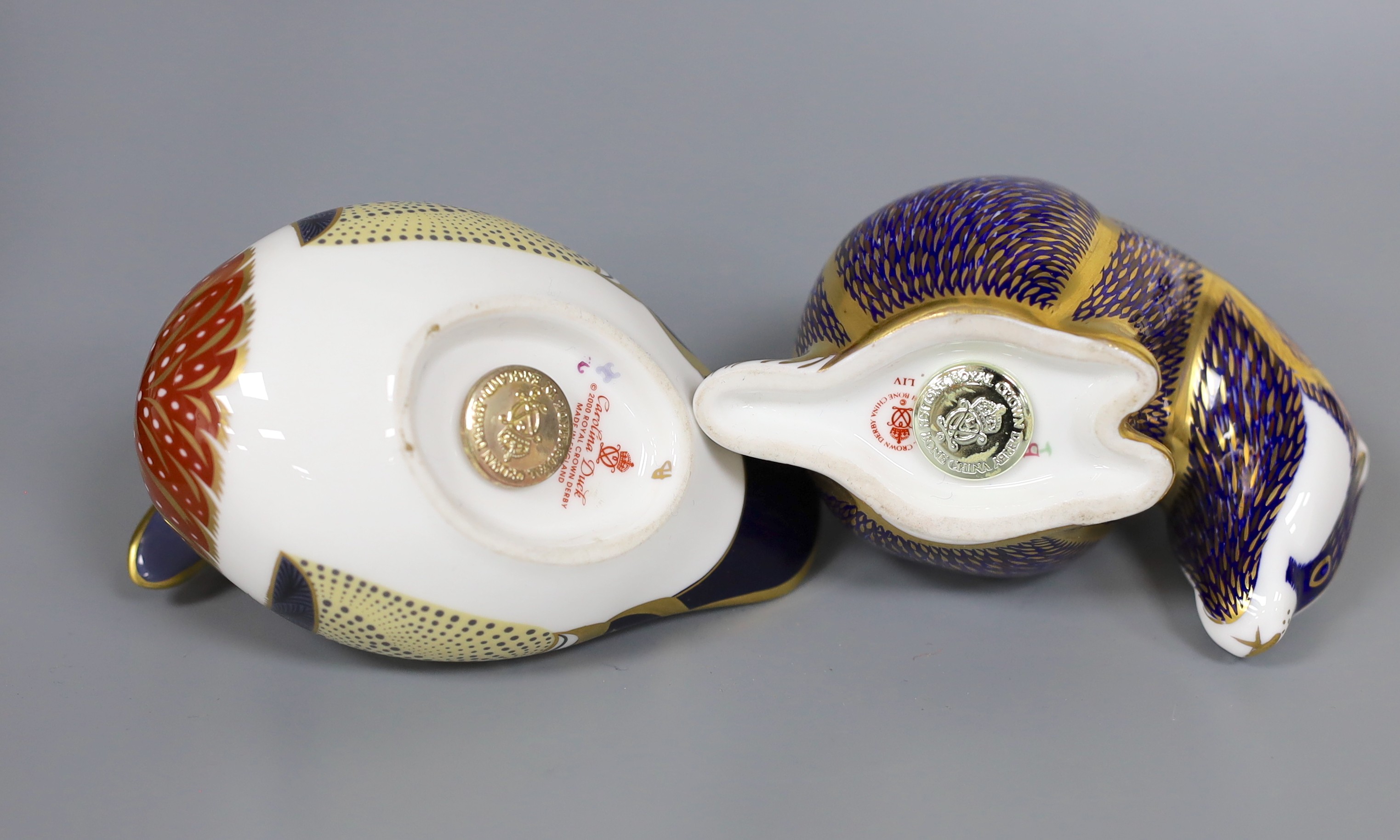 Two Royal Crown Derby animals, 8cm high